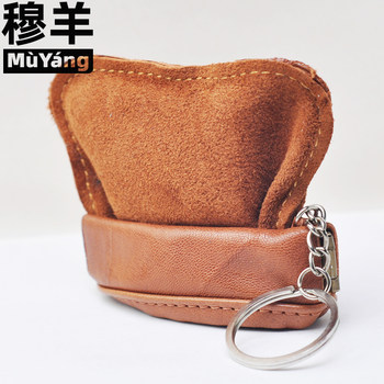 ປາກພາກຮຽນ spring ຕົນເອງປິດ mini goatskin coin purse ຖົງຂະຫນາດນ້ອຍຫນັງແທ້ເພື່ອເກັບຮັກສາ headphones wallet key co coin bag