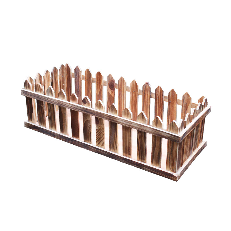 长方形木栏栅围栏花盆阳台地面多肉小盆栽收纳盆碳化实木田园百搭,淘宝优惠券,粉丝福利购,淘宝优惠卷