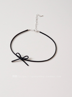 极简风蝴蝶结项圈choker简约百搭脖子饰品颈带锁骨链黑色项链女