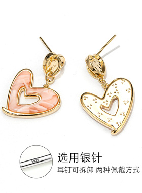 爱心耳饰女耳钉耳坠纯银