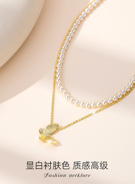【新品】珍珠蝴蝶双层颈链项链女2025新高级感轻奢小众配饰锁骨链