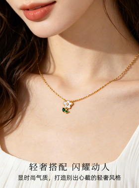 【新品】幸运花吊坠银项链女2026新锁骨链高级轻奢小众送女友首饰