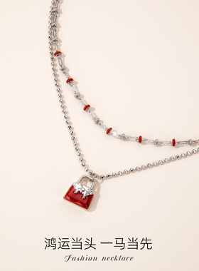 【新品】生肖马颈链双层项链女2025新款首饰高级感轻奢锁骨链配饰