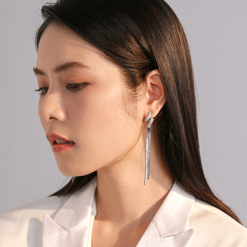 纯银长款流苏耳饰耳环耳坠耳钉女2026新款爆款高级感轻奢礼服气质 - 图0