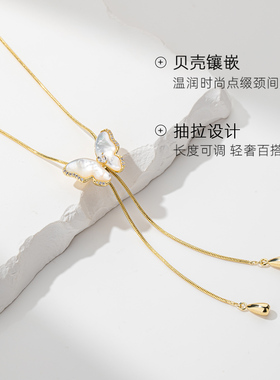 母贝蝴蝶长款项链女款2026新款夏季毛衣链轻奢高级感首饰配饰挂件