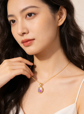 【新品】玫瑰油画项链女款2026新款高级感轻奢小众饰品吊坠锁骨链