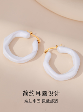 绿色耳圈耳扣耳饰圈圈耳钉女