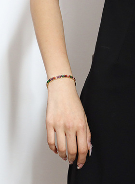 欧美时尚彩色多巴胺锆石手链小众高级感精致轻奢气质百搭复古