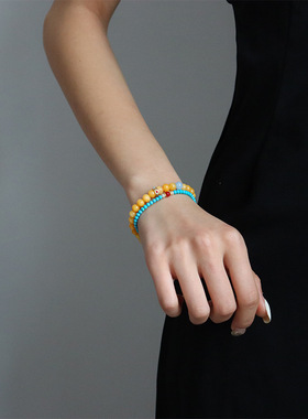 原创新中式轻奢简约绿松石串珠手链女高级感时尚气质复古小众