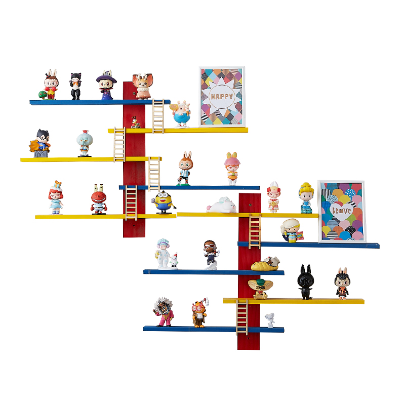 木目iwood盲盒架子收纳架挂墙泡泡玛特手办墙卢斯蒂格墙上展示架-图3