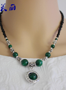 云南民族风饰品复古天眼项链彩珠