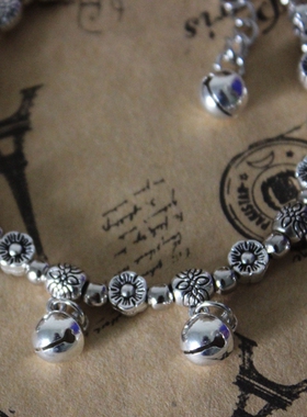 云南丽江风情手工饰品藏银花朵女