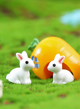 仿真小兔子树脂玩偶微景观装饰品