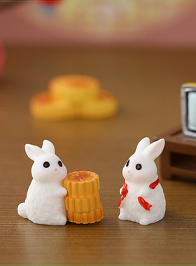 中秋卡通兔子树脂玩偶过家家玩具