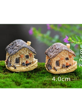 可爱仿古茅草屋树脂模型孩子玩具