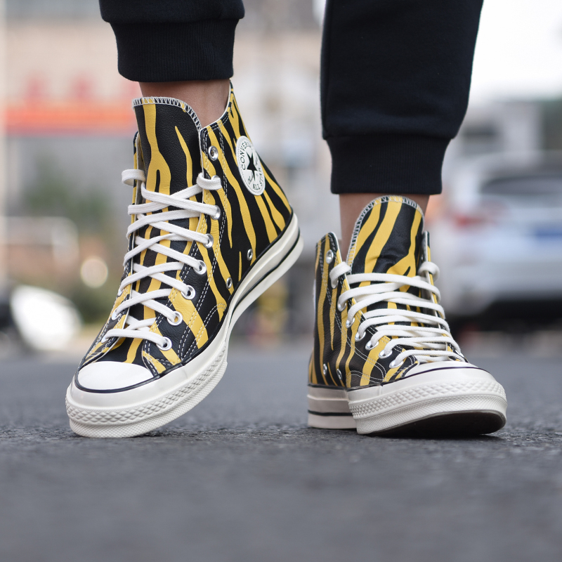 热点运动专营店匡威男女鞋1970s三星标黄斑马皮质高帮休闲鞋情侣运动板鞋165965C0