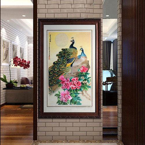 有福湘绣春色满园客厅装饰画孔雀牡丹比翼鸟婚庆礼物湖南特产定制 - 图3