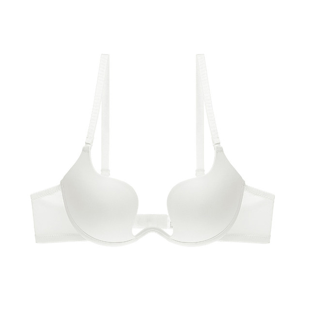 Deep u hanging neck reveal underwear sexy and invisible girl wedding dress gathered up, thin, thick, no trace bra