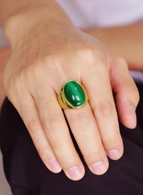 男女钛钢复古猫眼石戒指高档时尚