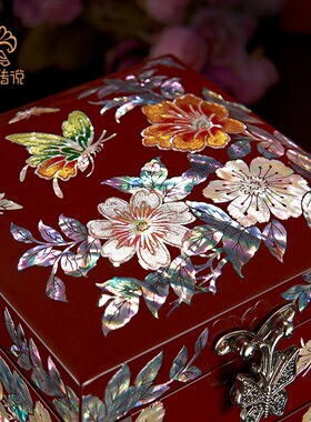螺钿漆器中式多层复古手镯项链首饰盒闺蜜女友生日新婚三八节礼物