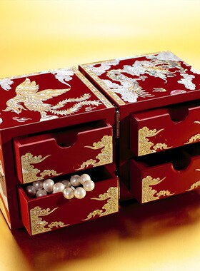 新婚礼物螺钿漆器高档珠宝首饰盒