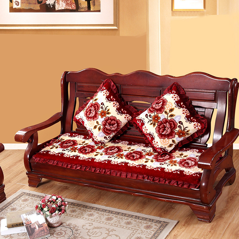 加厚毛绒长椅坐垫三人防滑实木红木椅子春秋椅沙发垫带靠背可拆洗,淘宝优惠券,粉丝福利购,淘宝优惠卷