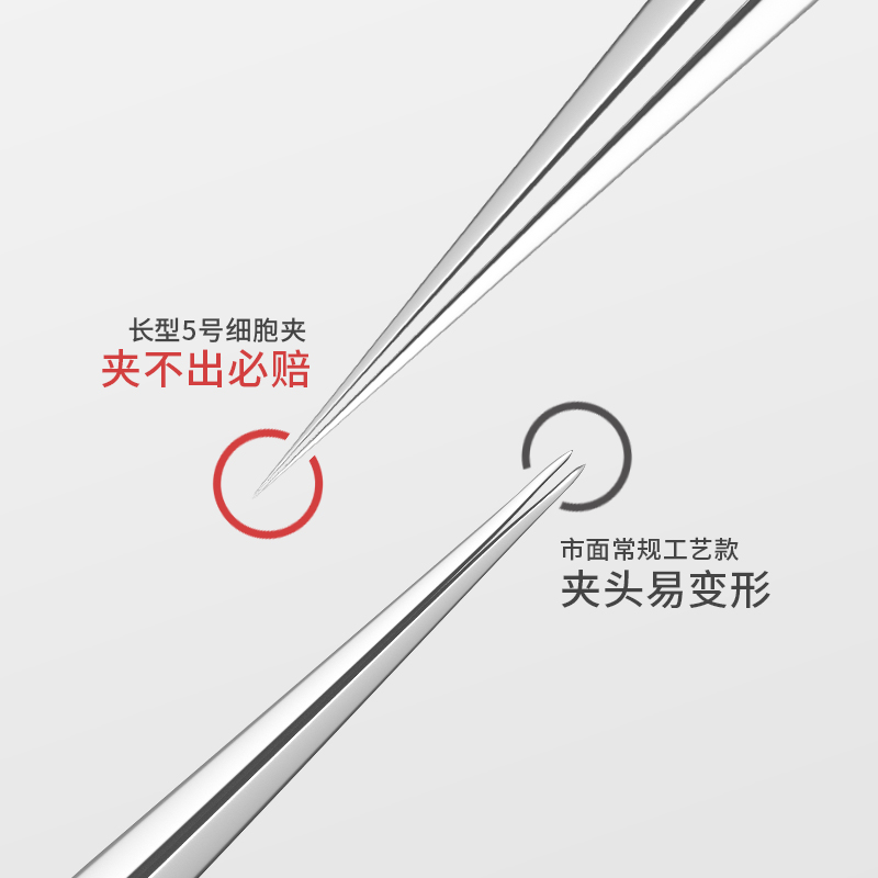古迪家居旗舰店孔雀加长超尖5号细胞夹粉刺针睫毛夹工具黑头夹镊子美容院专用2