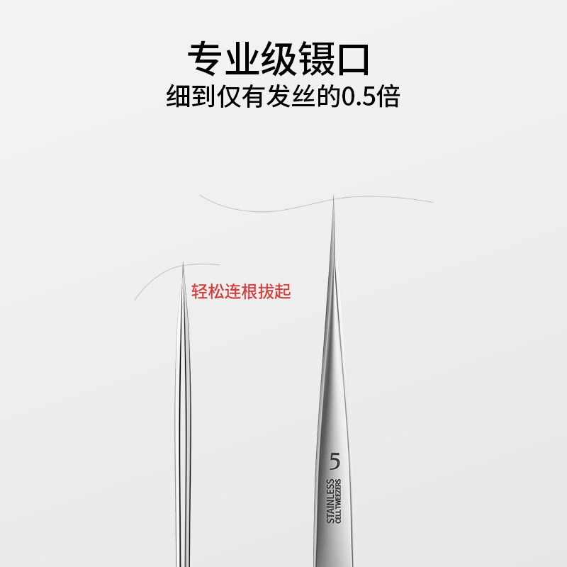 古迪家居旗舰店孔雀加长超尖5号细胞夹粉刺针睫毛夹工具黑头夹镊子美容院专用3