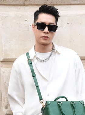 墨镜白色街拍时尚风方框太阳眼镜