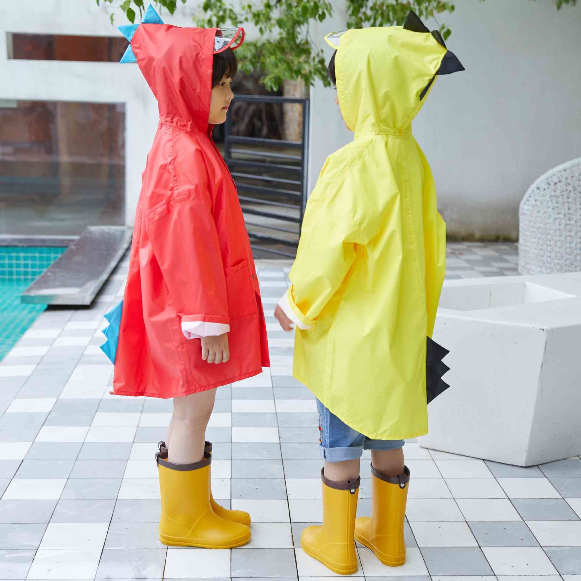 小恐龙雨衣少儿卡通连体宝宝女童小学生小孩长款雨具雨披raincoat - 图1