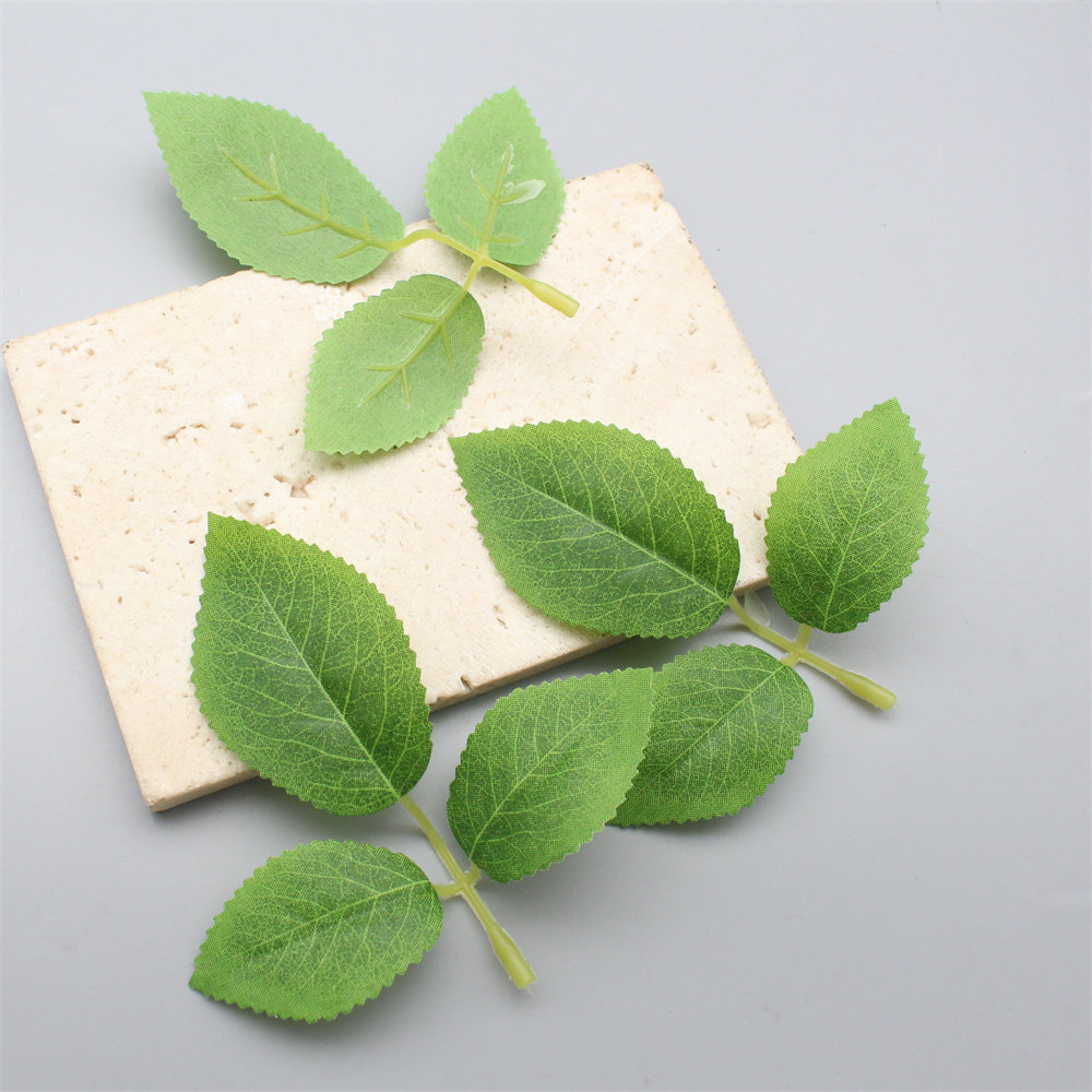 仿真花丝印花叶3叉玫瑰叶手工diy制作网红单只花束礼物简约假花叶,淘宝优惠券,粉丝福利购,淘宝优惠卷