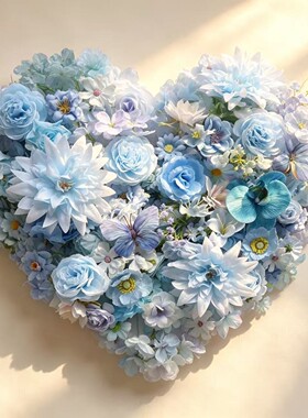 梦幻蓝色系混搭仿真花朵绢花 diy手工簪花材料大王扇谷美婚庆装饰