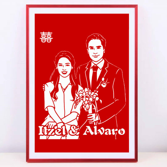Wedding gift portrait paper cut photo customization for foreigners