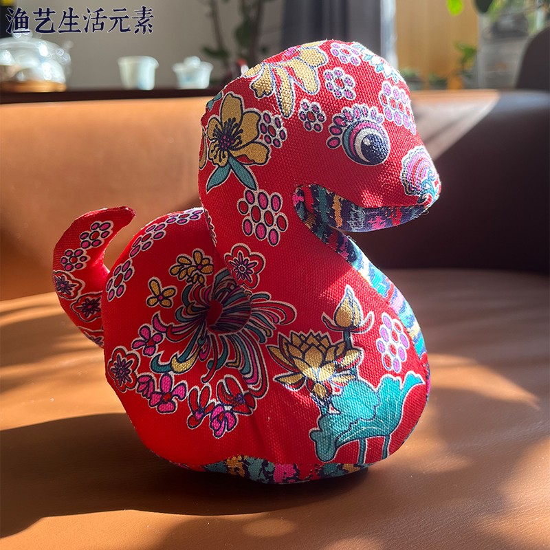 2025新年吉祥物 蛇布偶手工艺品 布络灵蛇摆件中国风特色生肖礼品