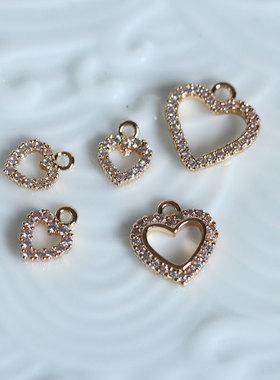 花影梦黄铜爱心吊坠微镶