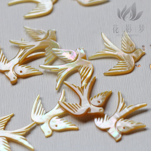 白蝶贝黄蝶贝燕子挂坠*花影梦饰品DIY配件材料发簪耳坠耳环材料 - 图0