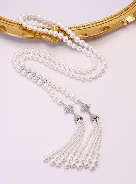 160cm干枯玫瑰奶油金超长毛衣链