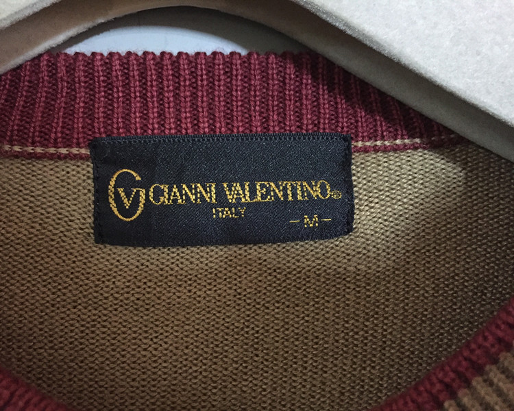 【上新价208】vintage 意大利奢侈古着Gianni Valent1no方格毛衣 - 图1