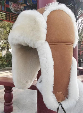 澳洲美利奴皮毛一体滑雪雷锋帽