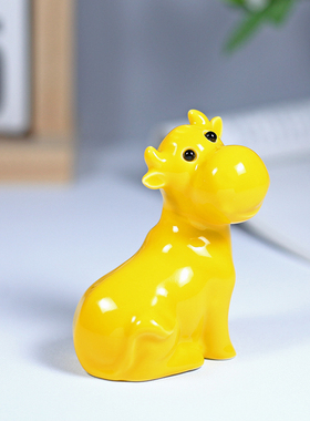 陶瓷生肖牛旺财摆件工艺品办公桌