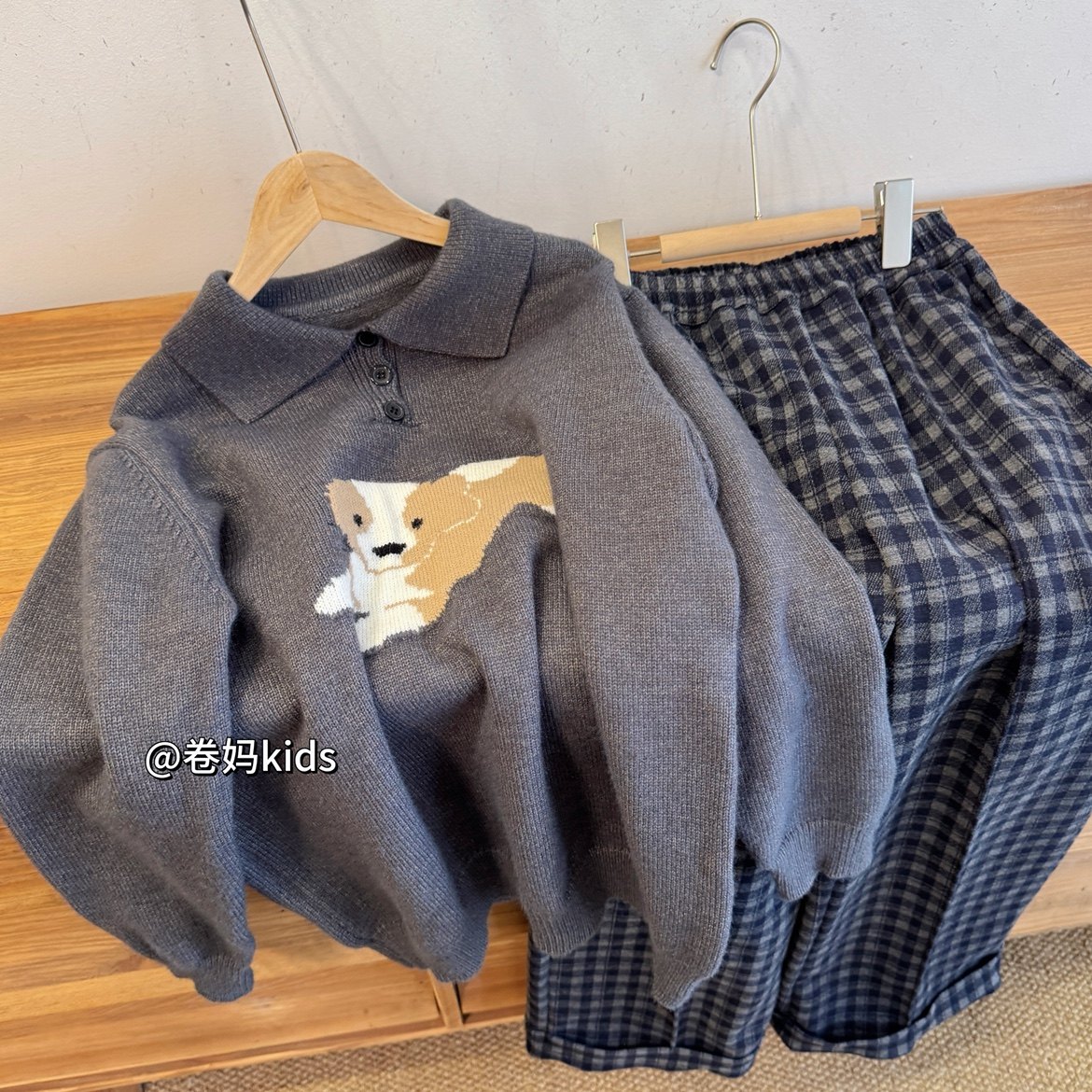 卷妈童品26冬季中大童套装Polo衫毛衣加绒软呢子格子阔腿裤两件套,淘宝优惠券,粉丝福利购,淘宝优惠卷