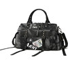 Trendy women's bag nylon with leather personality multi-pocket rivets