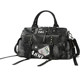 Trendy women's bag nylon with leather personality multi-pocket rivets