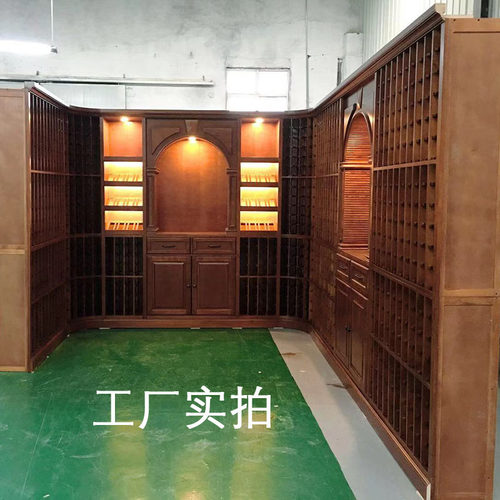红光家具全屋定制红酒柜欧美式商用酒柜别墅酒窖纯实木红橡木酒架 - 图2