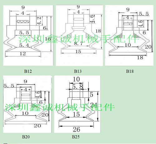 smc双层风琴型机械手真空吸盘气动配件ZP-6 10 13 16 20 25 40 50 - 图3