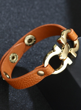 欧美新款手链pu皮小众设计简约女
