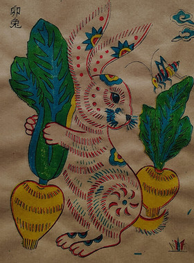 杨家埠木版年画卯兔空白年画教学