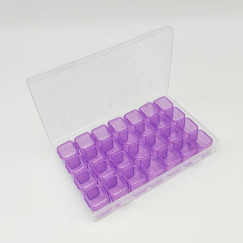 钻石画工具套装漏斗点钻盘点钻笔胶泥紫色28格收纳盒快速贴钻神器 - 图0