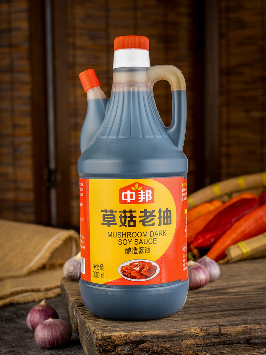 中邦草菇老抽800ml壶装黄豆酿造红烧酱油上色提鲜美味调味汁 - 图2