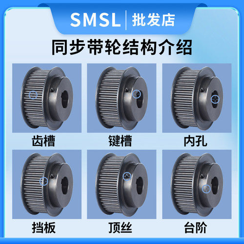 同步带轮 3M-15/16/18/20/24/30/32/36-90/100齿 铝合金   同步轮 - 图1